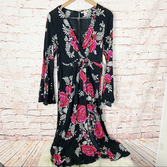 Billabong Floral Whisper Floral Print Midi Dress Size Small - Picture 2 of 7